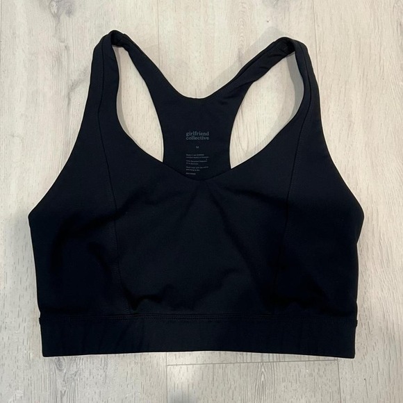 Tops - Girlfriend Collective black racer back sports bra with triangle cut out medium